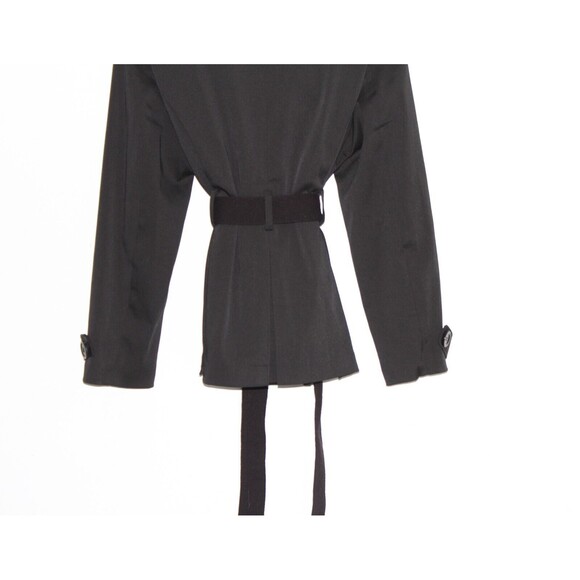 Cynthia Rowley Women's Black Belted Short Trench Jacket Coat Poly Cotton  Size L - Picture 5 of 7